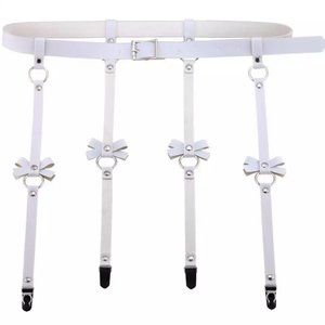 Naughty Nights Leather Bow Garter Belt
